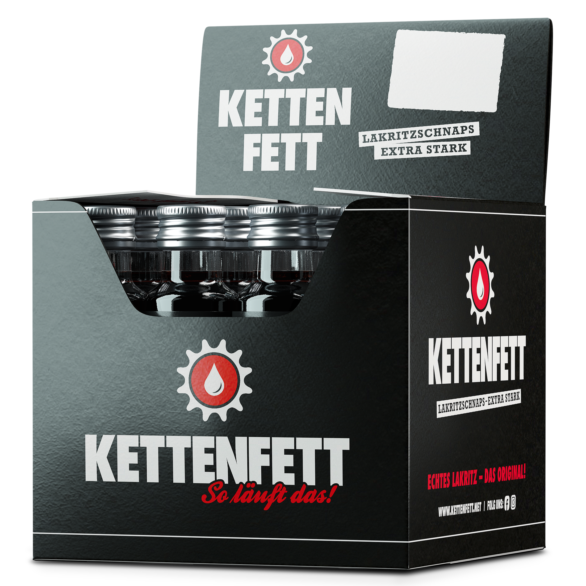 KETTENFETT Lakritzlikör Würfel 16x2cl Box Thekenaufsteller