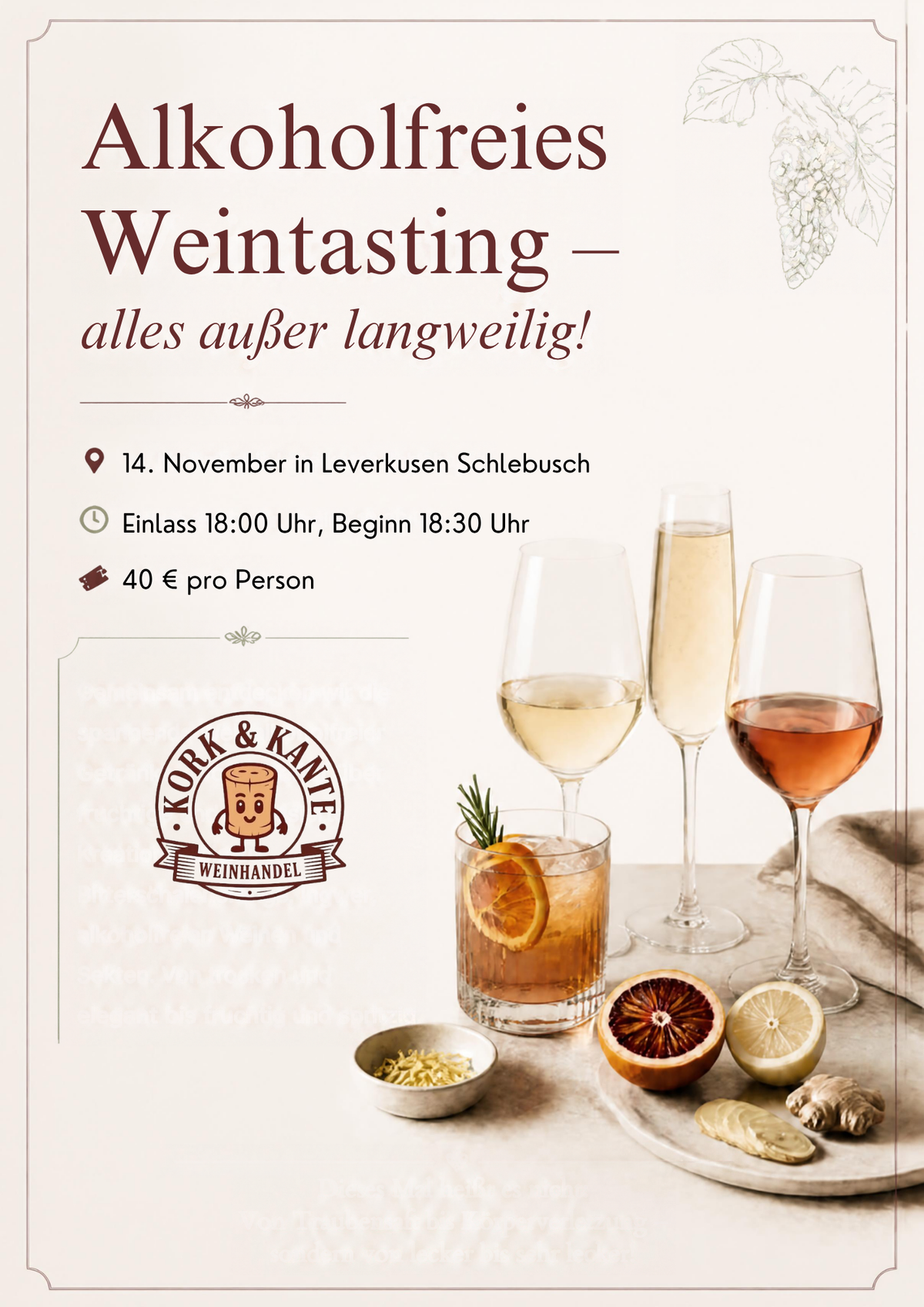 Alkoholfreies Wein Tasting 06.11.2026 Bechen