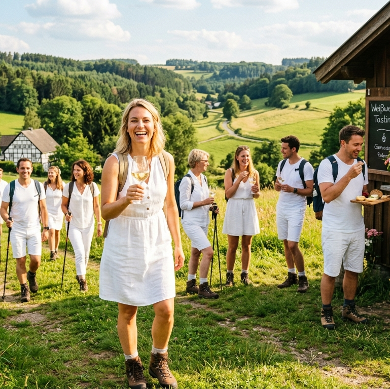 Bergische Krimi-Weinwanderung „White Edition“ – am 04.07.2026 in Schlebusch