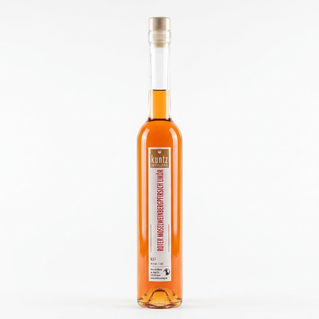 Roter Weinbergpfirsichlikör von Kuntz Destillerie 0,5L