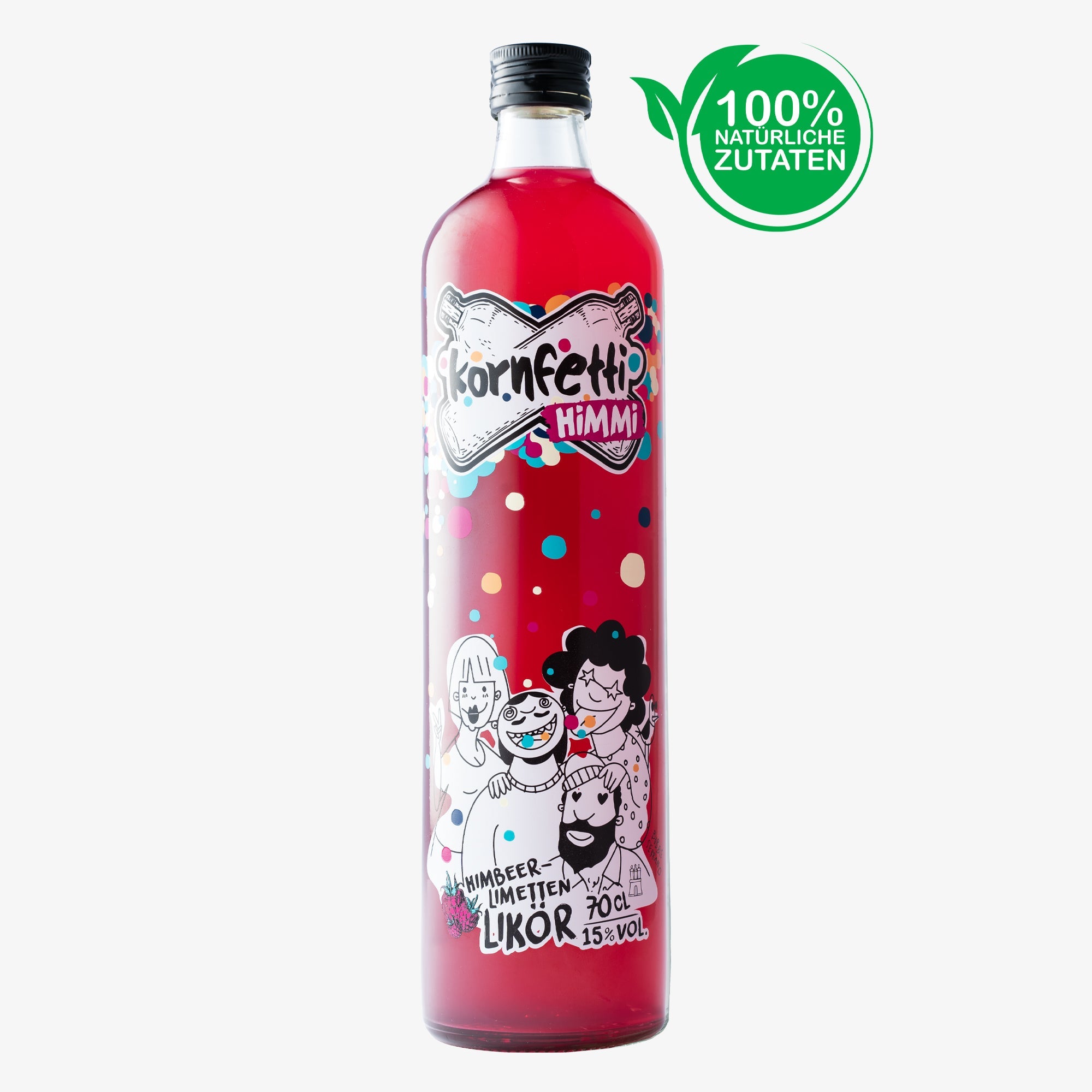 Kornfetti Himmi Himbeer-Limetten-Likör 0,7l Flasche Kork & Kante