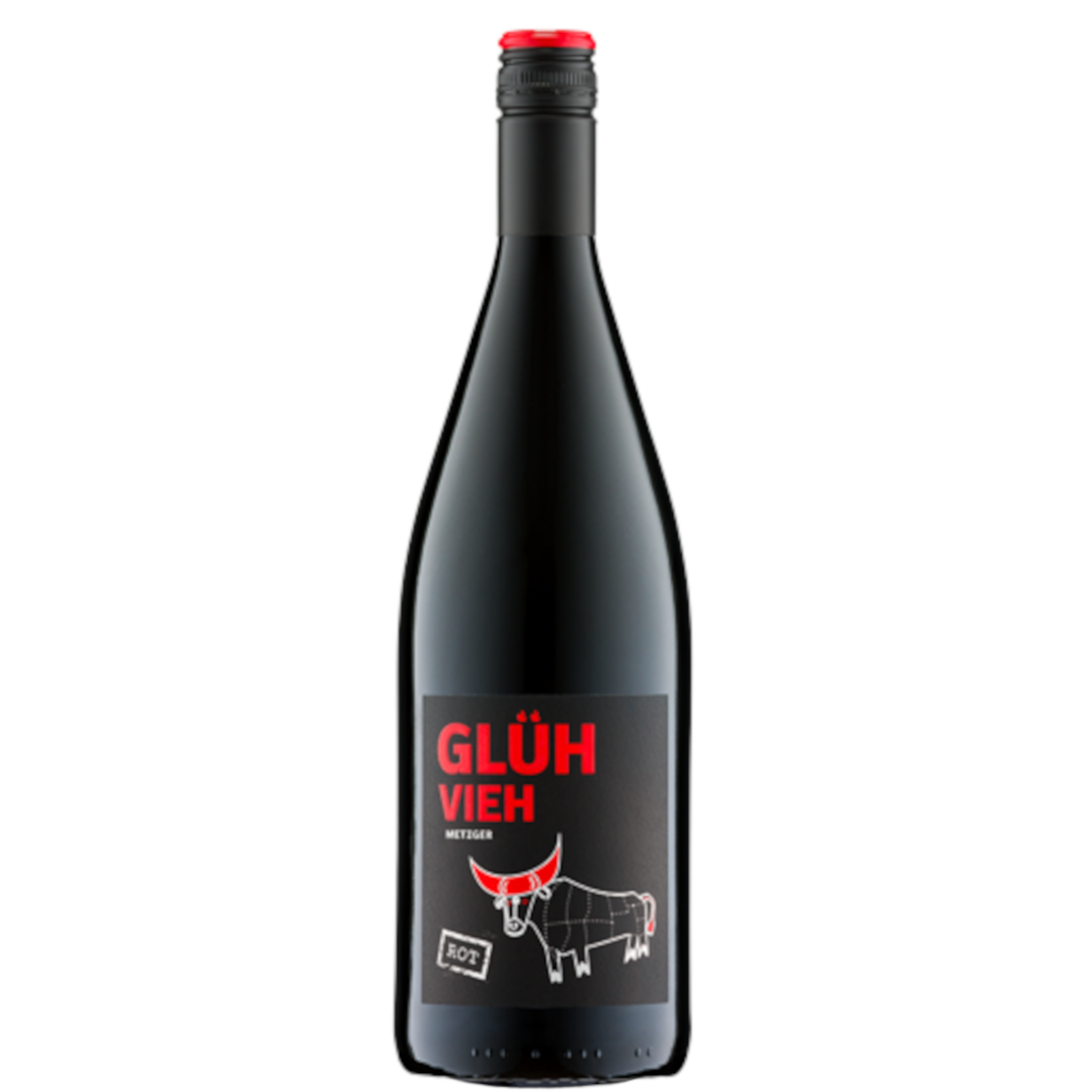 Glühvieh Roter Glühwein Weingut Metzger 1,0l Flasche Korkundkante.de